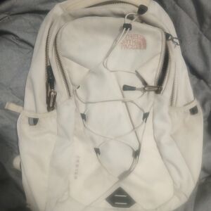 The North Face White Backpack with Rose Gold Logo